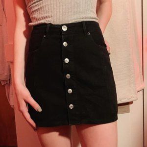 Black Button Down Jean Skirt